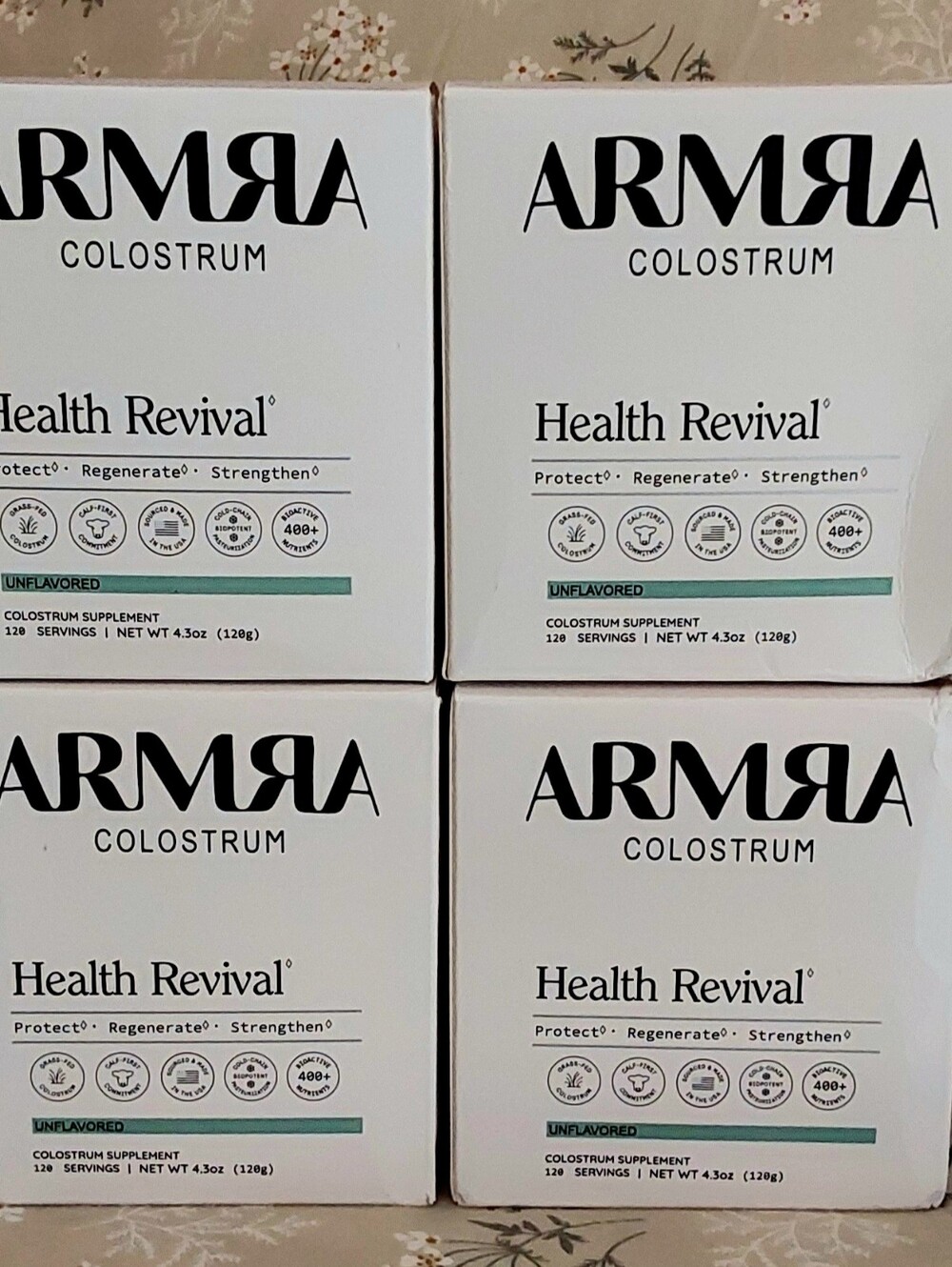ARMRA Colostrum Health Revival Jar, Unflavored, Set of 4 jars, 4.3oz each, New
